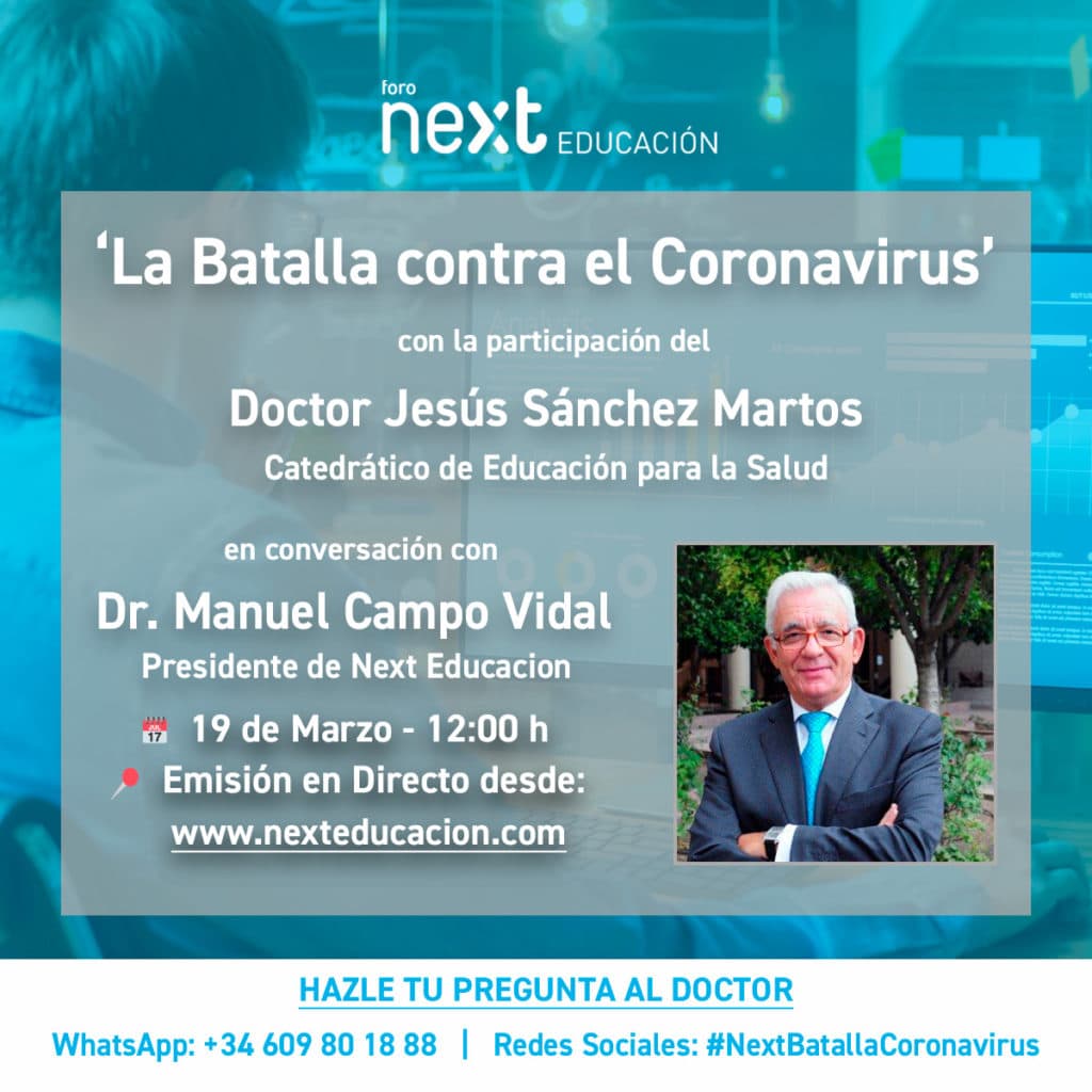 Doctor Jesús Sánchez Martos en Foro Next "La batalla contra el coronavirus"